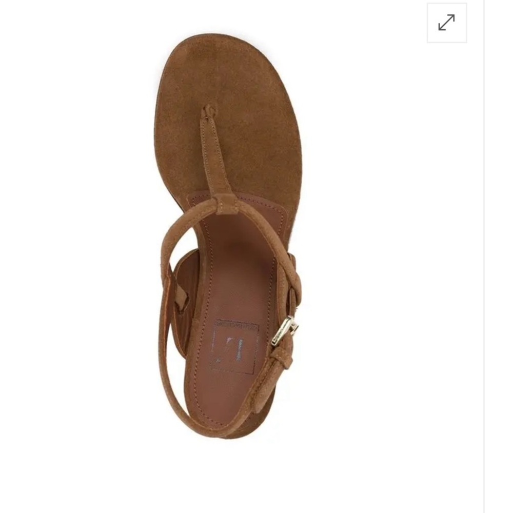 L’ AUTRE CHOSE T-Strap, Suede Block-Heel Sandals - Brown 40 - Picture 3 of 10